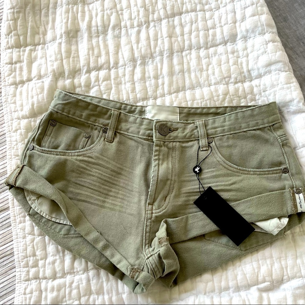 One Teaspoon faded green khaki shorts